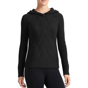 Athleta | 100% Merino Wool Black Cold Spell Hoodie Sweater | Size XXS